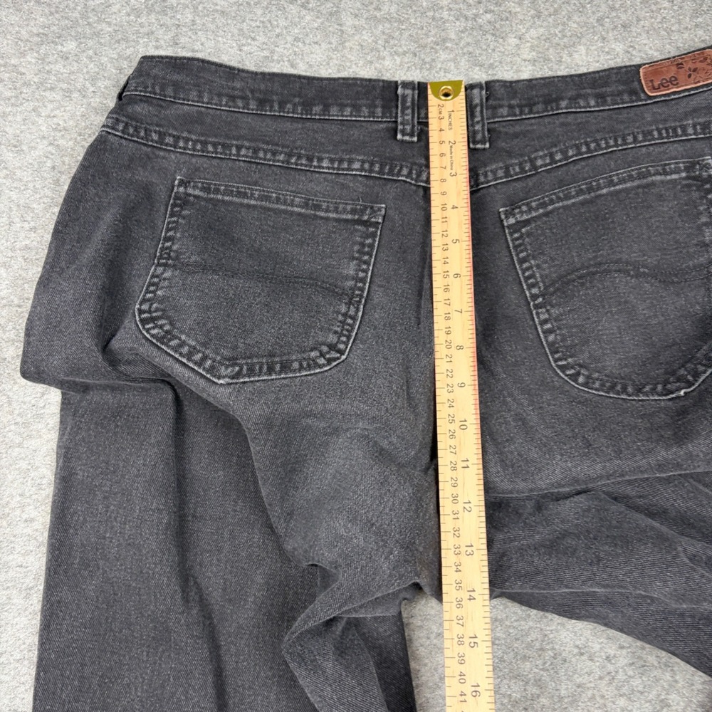 Lee Relaxed Straight Leg Jeans Women 16 Medium Black Denim High Rise Y2K Outdoor - Picture 11 of 14
